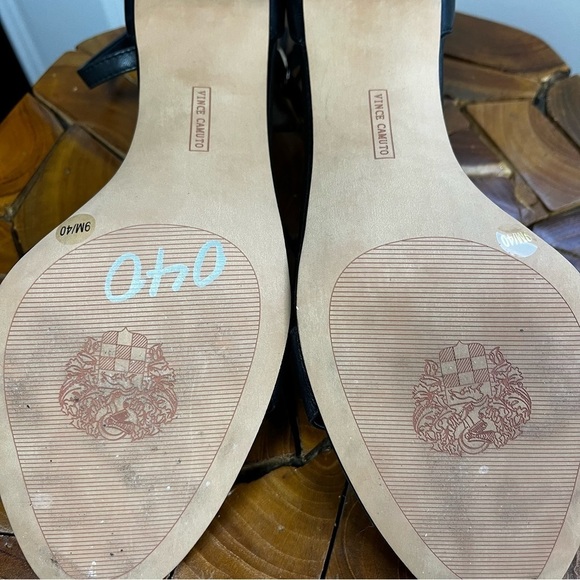 Vince Camuto Women's Sz 9 Monessa Black Leather Block Heels - Picture 10 of 14